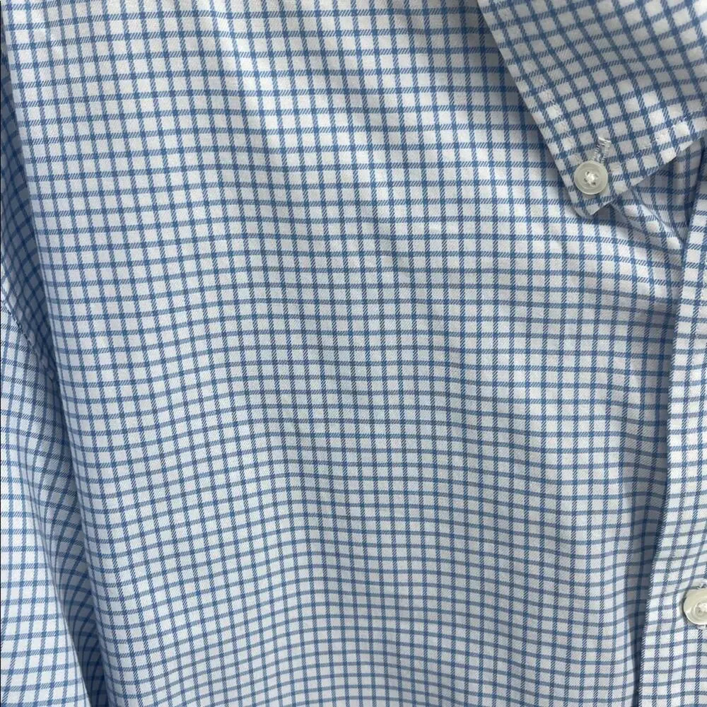 Duluth Trading Co. cotton windowpane plaid long sleeve button up dress shirt